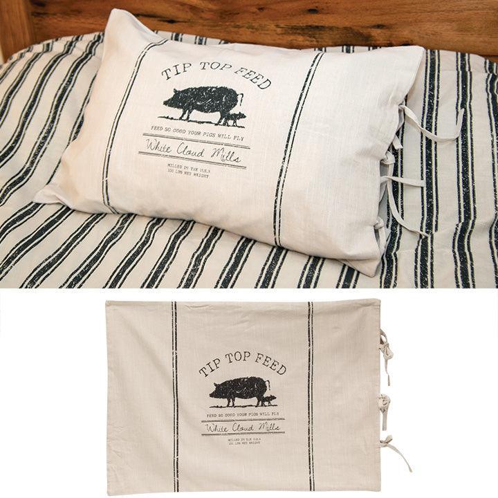 Tip Top Feed Farmhouse Stripe Queen Pillow Sham - The Fox Decor