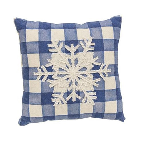 Blue Check Snowfall Pillow