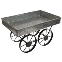 Thumbnail for Metal Hay Wagon Galvanized metal with black wheels - The Fox Decor
