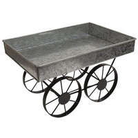 Thumbnail for Metal Hay Wagon Galvanized metal with black wheels