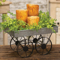 Thumbnail for Metal Hay Wagon Galvanized metal with black wheels - The Fox Decor