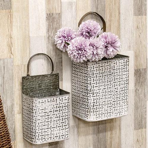 2/set, Shabby Chic Rectangle Basketweave Buckets