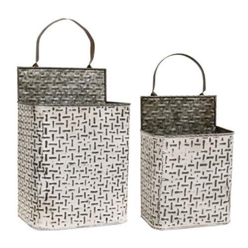 2/set, Shabby Chic Rectangle Basketweave Buckets - The Fox Decor