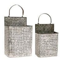Thumbnail for 2/set, Shabby Chic Rectangle Basketweave Buckets - The Fox Decor