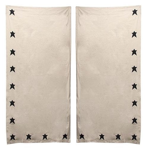 Farmhouse Star Patch Applique Window Panel Curtains Set of 2 84