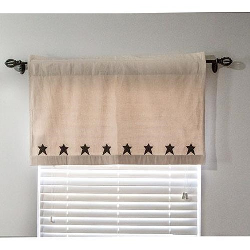 Farmhouse Star Patch Applique Tier Curtains 24"x36" - The Fox Decor