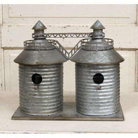 Thumbnail for Twin Silo Birdhouse Galvanized Metal - The Fox Decor