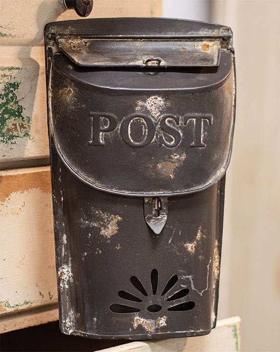 Distressed Black Post Box, 11" - The Fox Decor