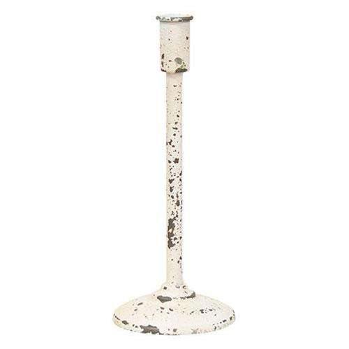 Distressed White Candle Holder 11.75"