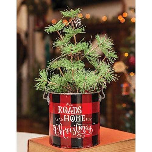 Home For Christmas Buffalo Check Bucket - The Fox Decor