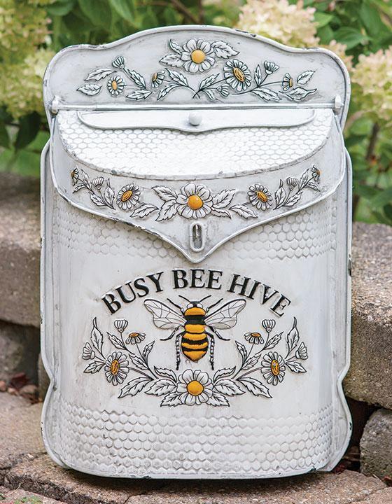 Busy Bee Hive Distressed Metal Post Box - The Fox Decor