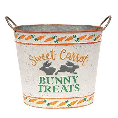 Sweet Carrot Bunny Treats Oval Bucket 11” high by 12.5” wide. - The Fox Decor