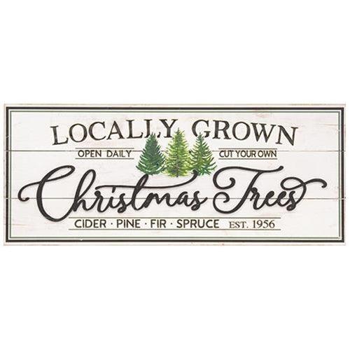 Weathered Locally Grown Christmas Trees Wooden Sign - The Fox Decor
