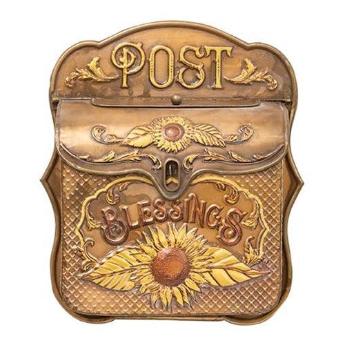 Copper Look Sunflower Blessings Post Box - The Fox Decor