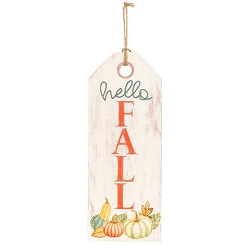 Hello Fall Distressed Wooden Tag Sign