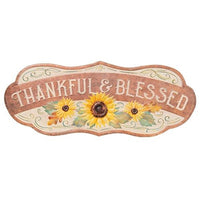 Thumbnail for Thankful & Blessed Sunflower Distressed Metal Sign