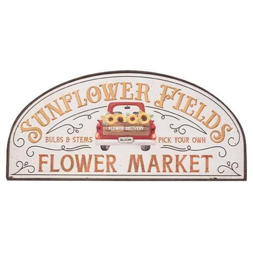 Sunflower Fields Distressed Metal Arch Sign - The Fox Decor