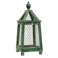 Thumbnail for Distressed Green Chicken Wire Birdcage Lantern