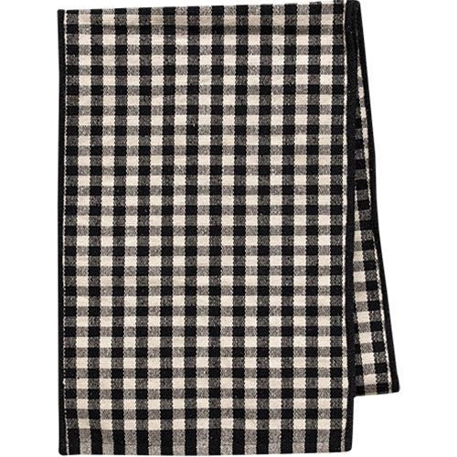 Black & White Check Recycled Woven Cotton Runner, 18" x 9ft - The Fox Decor