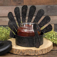 Thumbnail for Distressed Metal Turkey Large Candle Pan for Thanksgiving