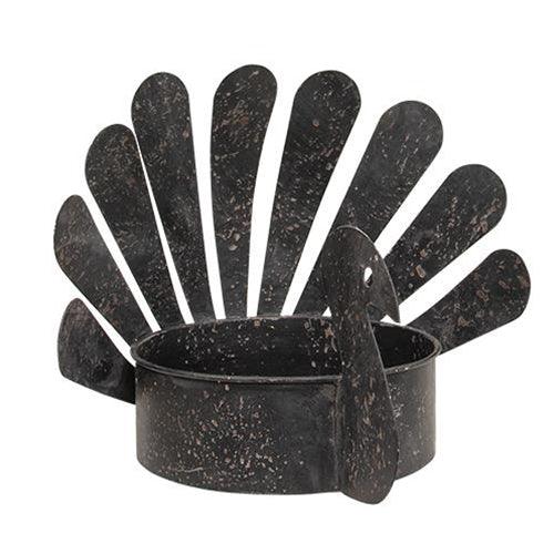 Distressed Metal Turkey Large Candle Pan for Thanksgiving - The Fox Decor