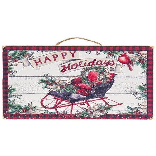 Happy Holidays Sleigh Hanging Sign - The Fox Decor