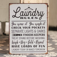 Thumbnail for Laundry Rules Distressed Metal Sign