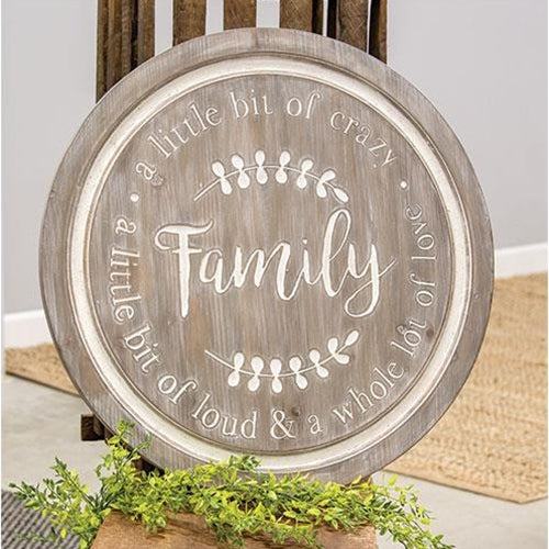 Distressed Family Phrases Engraved Round Sign