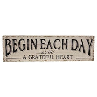 Thumbnail for Begin Each Day With A Grateful Heart Distressed Wood Sign