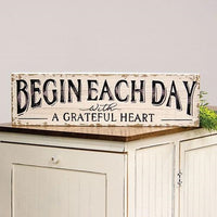 Thumbnail for Begin Each Day With A Grateful Heart Distressed Wood Sign
