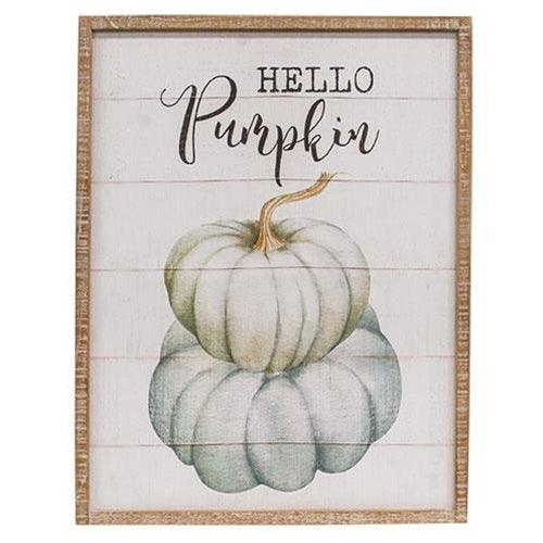 Hello Pumpkin Distressed Wood Sign