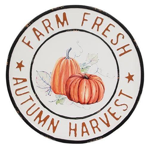Farm Fresh Autumn Harvest Round Metal Sign - The Fox Decor