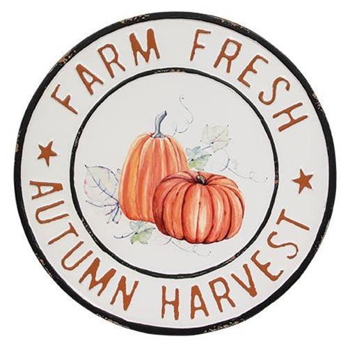 Farm Fresh Autumn Harvest Round Metal Sign