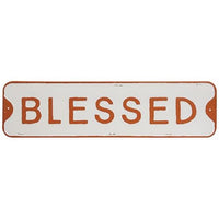 Thumbnail for Blessed White Metal Sign