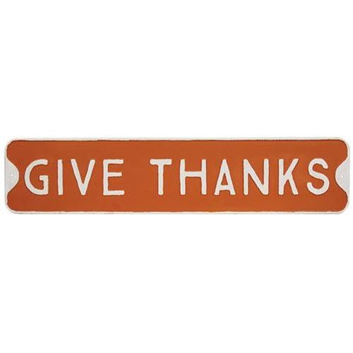 Give Thanks Orange Metal Sign - The Fox Decor