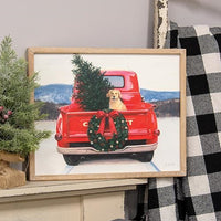 Thumbnail for Golden Dog in Christmas Truck Wood Sign