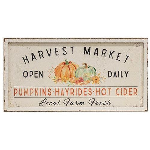 Harvest Market Open Daily Pumpkin Metal Sign