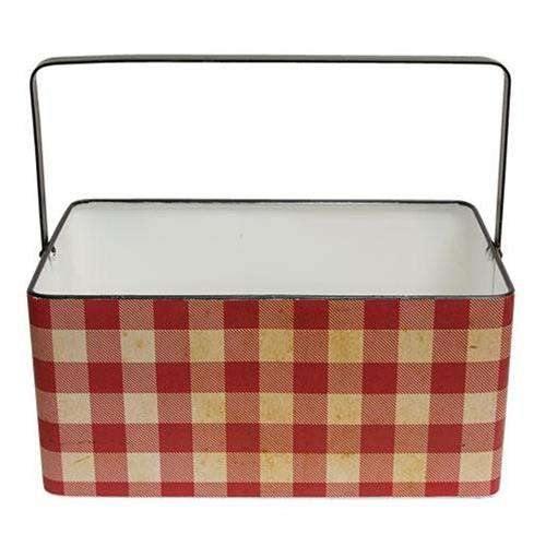 Red Buffalo Check Metal Basket - The Fox Decor
