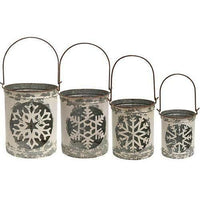Thumbnail for 4/Set White Vintage Snowflake Buckets - The Fox Decor