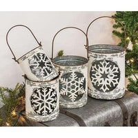 Thumbnail for 4/Set White Vintage Snowflake Buckets - The Fox Decor