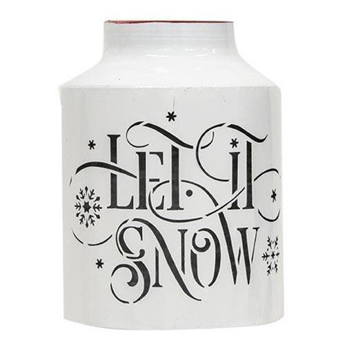 Let It Snow Half Milk Can Luminary - The Fox Decor
