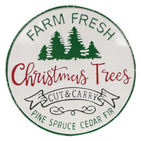 Thumbnail for Farm Fresh Christmas Trees Distressed Round Metal Sign