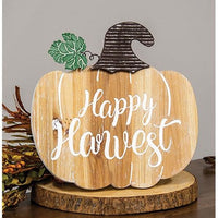 Thumbnail for Happy Harvest Engraved Wooden Pumpkin Sign w/Easel Back