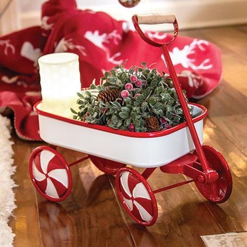 Candy Cane Metal Wagon - The Fox Decor