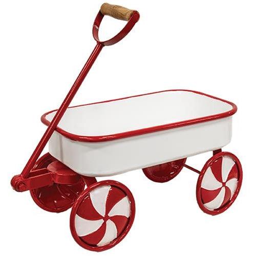Candy Cane Metal Wagon - The Fox Decor