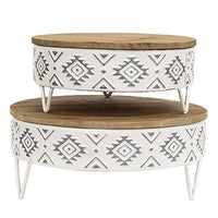 Thumbnail for 2/Set, Aztec White Metal & Wood Risers - The Fox Decor