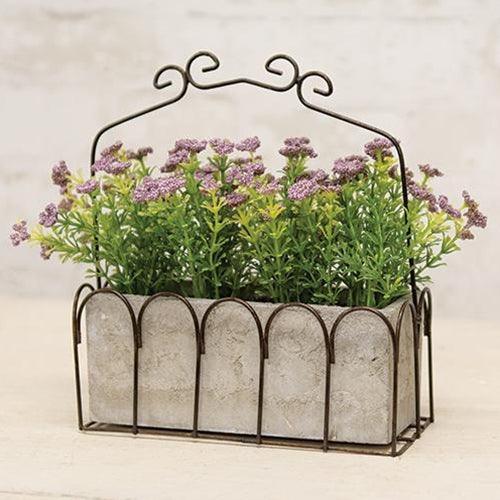 Purple Astilbe in Resin Pot & Metal Basket - The Fox Decor