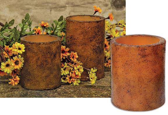 3.5" Burnt Mustard Timer Pillar Candle - The Fox Decor