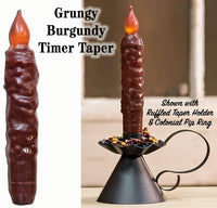 Thumbnail for Burgundy Grungy Timer Taper Candle - The Fox Decor