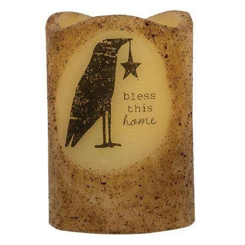 Bless This Home Crow Pillar, 3x5" - The Fox Decor